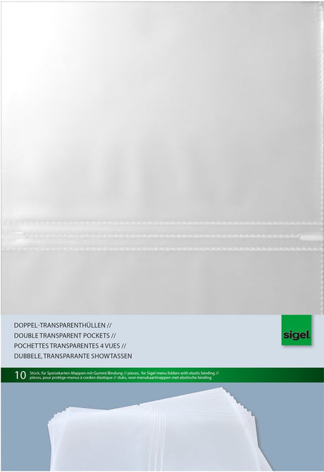 Pochettes d'insertion Sigel - a5 - adaptées aux dossiers de menu - 10 pièces - si-sm181