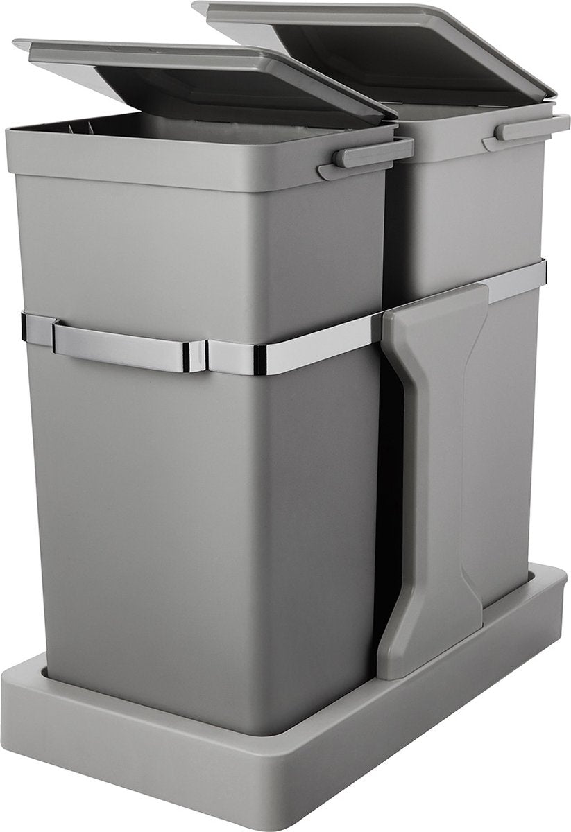 Poubelle Eko 15+20l gris déco duo encastrable