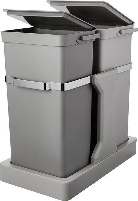 Poubelle Eko 15+20l gris déco duo encastrable