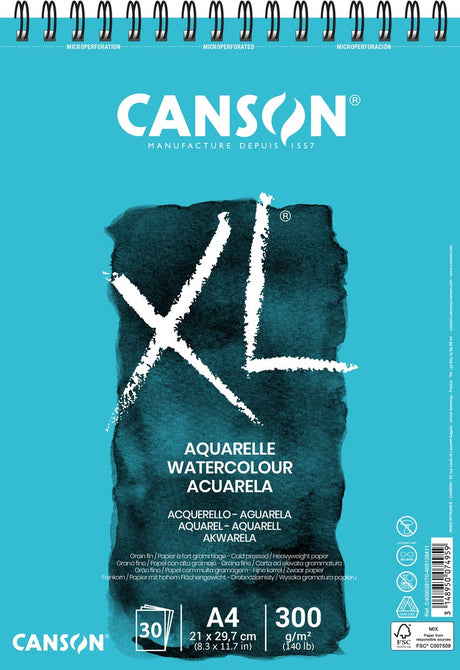 Canson carnet de croquis xl aquarelle - 300g m - a4 - 30 feuilles