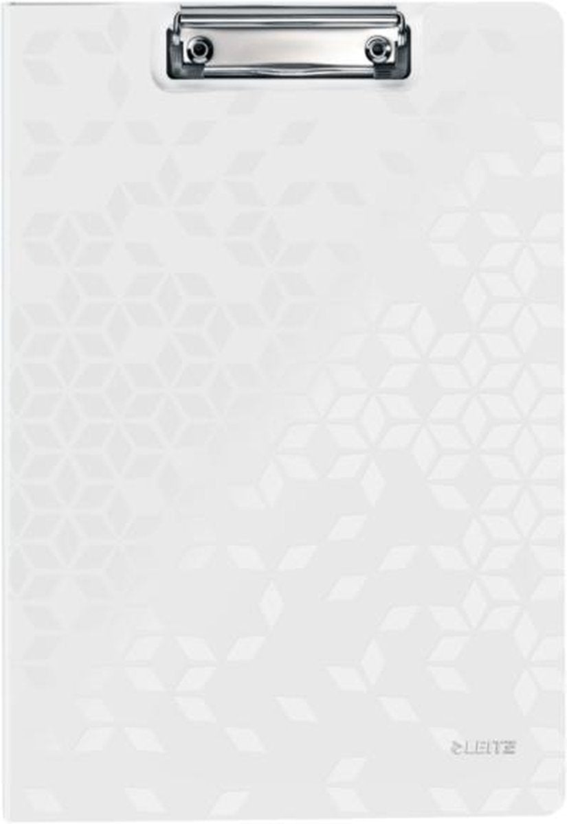 Porte-bloc Leitz wow en plastique a4 avec couvercle et pochette d'insertion - capacité jusqu'à 75 feuilles - blanc