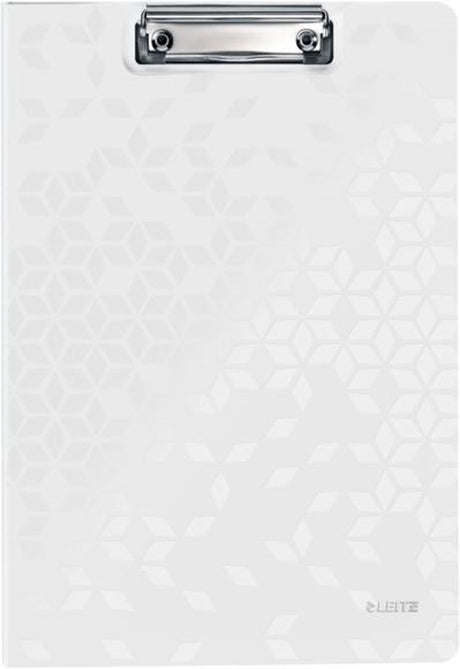 Porte-bloc Leitz wow en plastique a4 avec couvercle et pochette d'insertion - capacité jusqu'à 75 feuilles - blanc