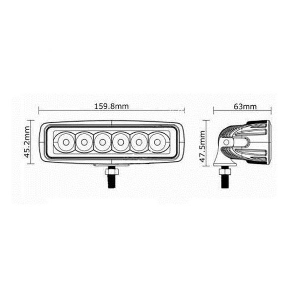 Lampa robocza prostokątna LED 160 mm