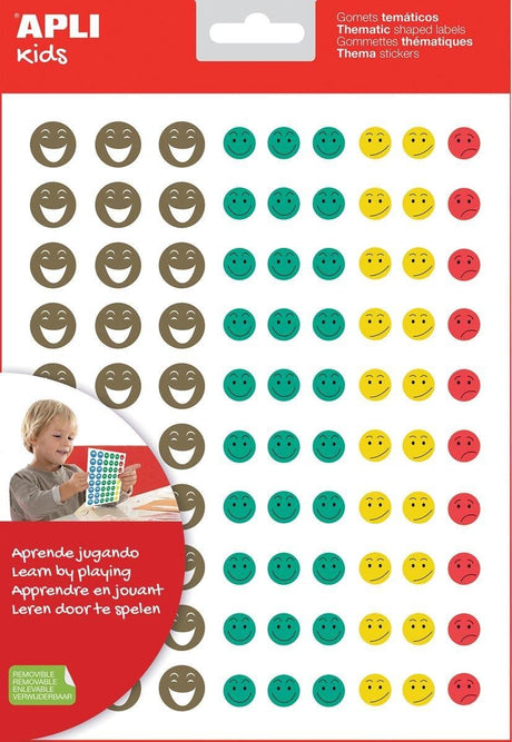 Apli enfants récompense autocollants sourire heureux, blister de 12 feuilles