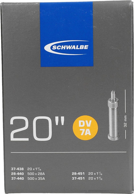 Tube intérieur de Schwalbe 20 x 1 1 8-3 8 pouces (28 37-440 451) DV 32 mm
