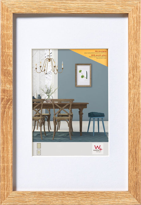 Walther fiorito - cadre en bois mdf - format photo 30x40 cm - verre d'art - chêne clair