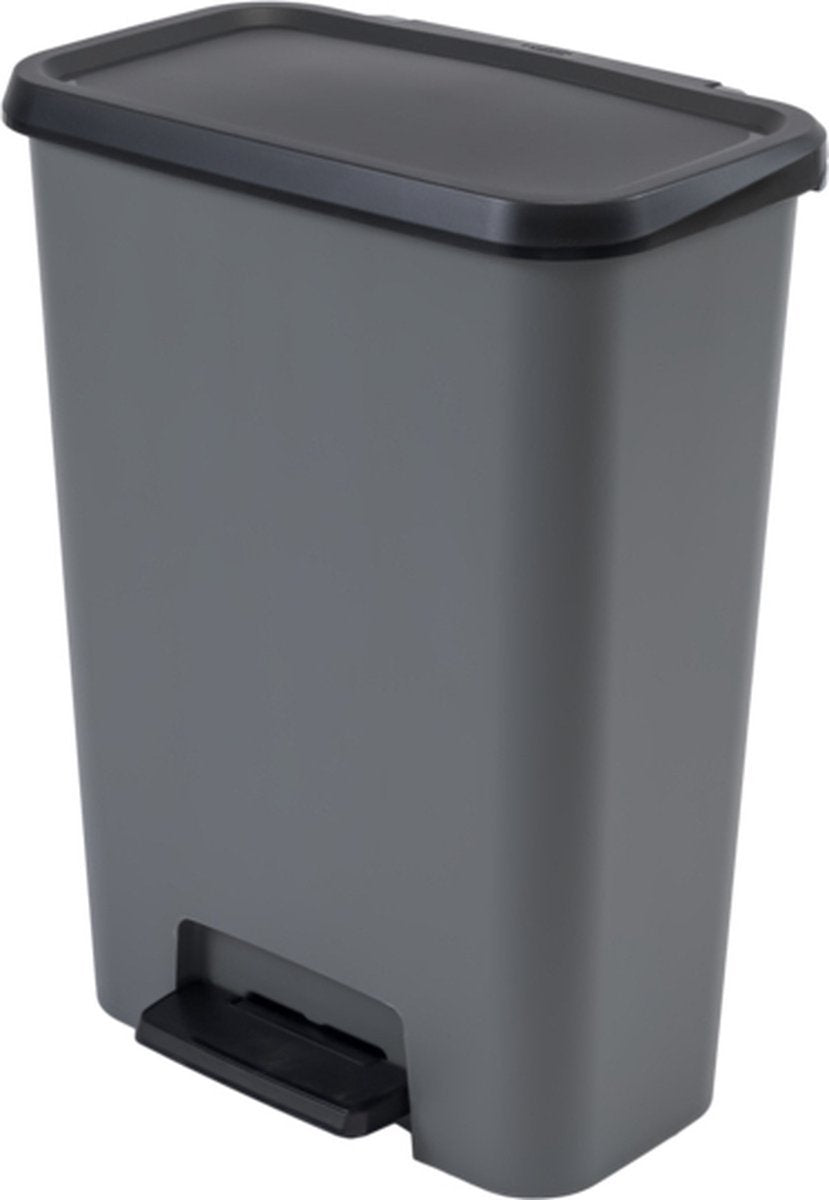 Poubelle Curver Compatta - 50 litres - gris noir