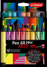 Stabilo pen 68 max arty - feutre à pointe biseautée épaisse - lot de 18 pièces