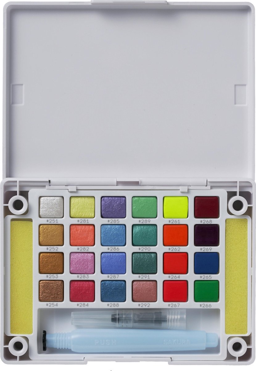 Sakura • boîte à croquis aquarelle koi 24 perles réflexes métalliques