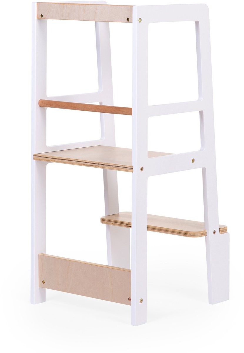 Tour d'apprentissage Childhome - blanc naturel - jusqu'à 100kg - sûre, stable - 44 x 42 x 90 cm