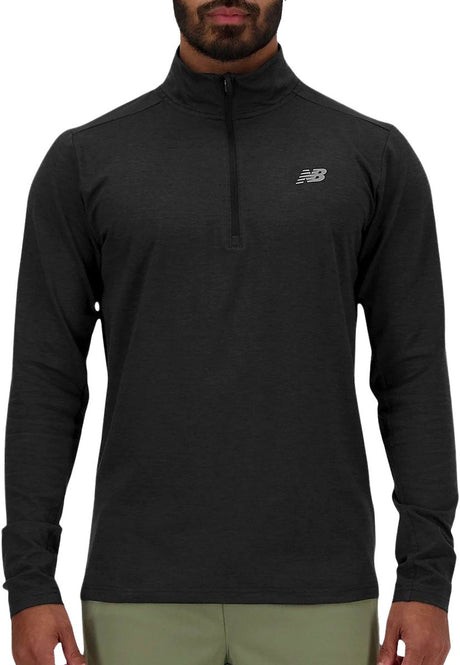 Pull de sport homme New Balance Space Dye 1 4 zip - noir