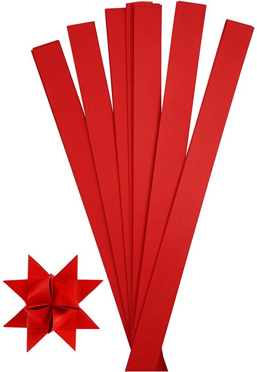 Creativ company bandes de tressage - bandes de papier - décoration DIY hobby - rouge - dimensions 73x11,5 cm - largeur 25 mm - lot de 100