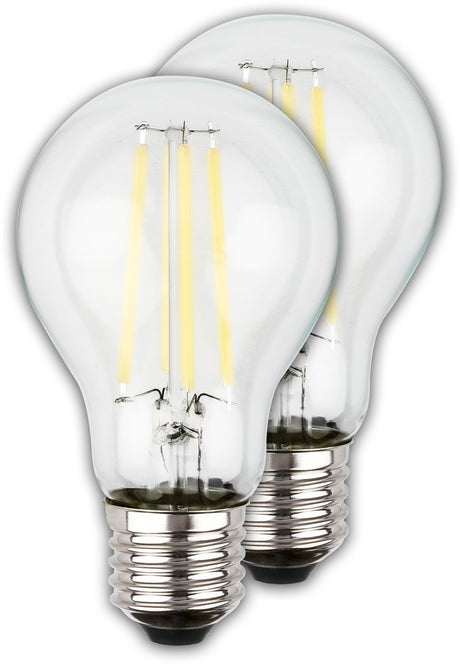 Briloner - lampe LED ultra efficace - lot de 2 sources lumineuses - e27 - éclairage à filament - a60 - 4w - 840lm - lumière blanc chaud 2 700 k - ø6cm