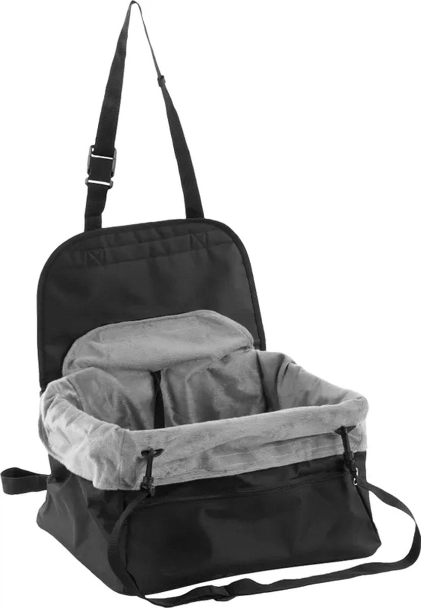 Siège auto Flamingo pour chien – siège auto ula noir – 41x36x25 cm – siège de voyage moelleux avec cadre renforcé – sûr et confortable pour les petits chiens