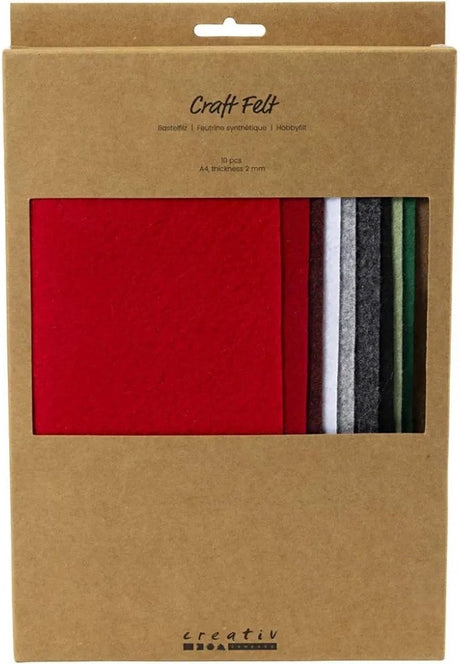Creativ company feutre de loisirs, a4, feuille 210x297 mm, épaisseur 2 mm, peinture de Noël, 10 pièces 1 boîte