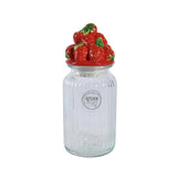 Decoris pot de conservation fraise 26,5cm verre faïence