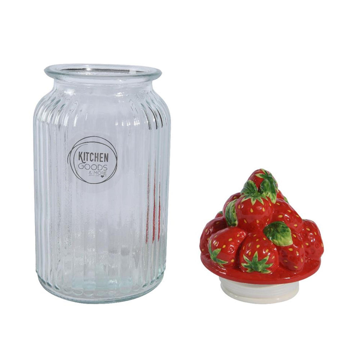 Decoris pot de conservation fraise 26,5cm verre faïence