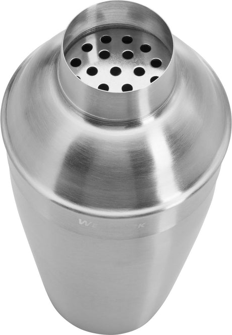 Shaker Westmark avec tamis et couvercle intégrés, capacité : 0,5 litre, acier inoxydable 18 8, argent brossé, 62812260