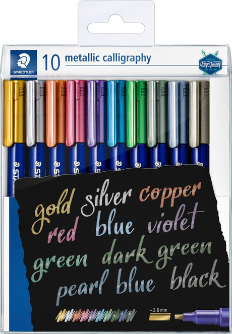 Ensemble métallique de stylos de calligraphie Quantore - 10 couleurs