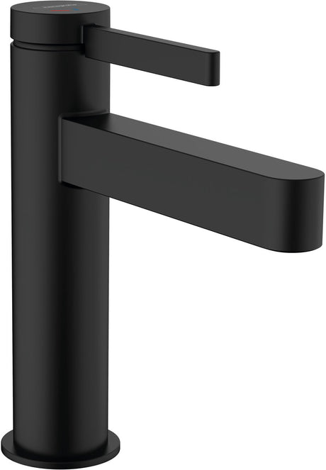 Hansgrohe finoris - mitigeur de lavabo - commande à levier unique - démarrage à froid à économie d'énergie - avec bouchon de vidange - 110 mm - noir mat