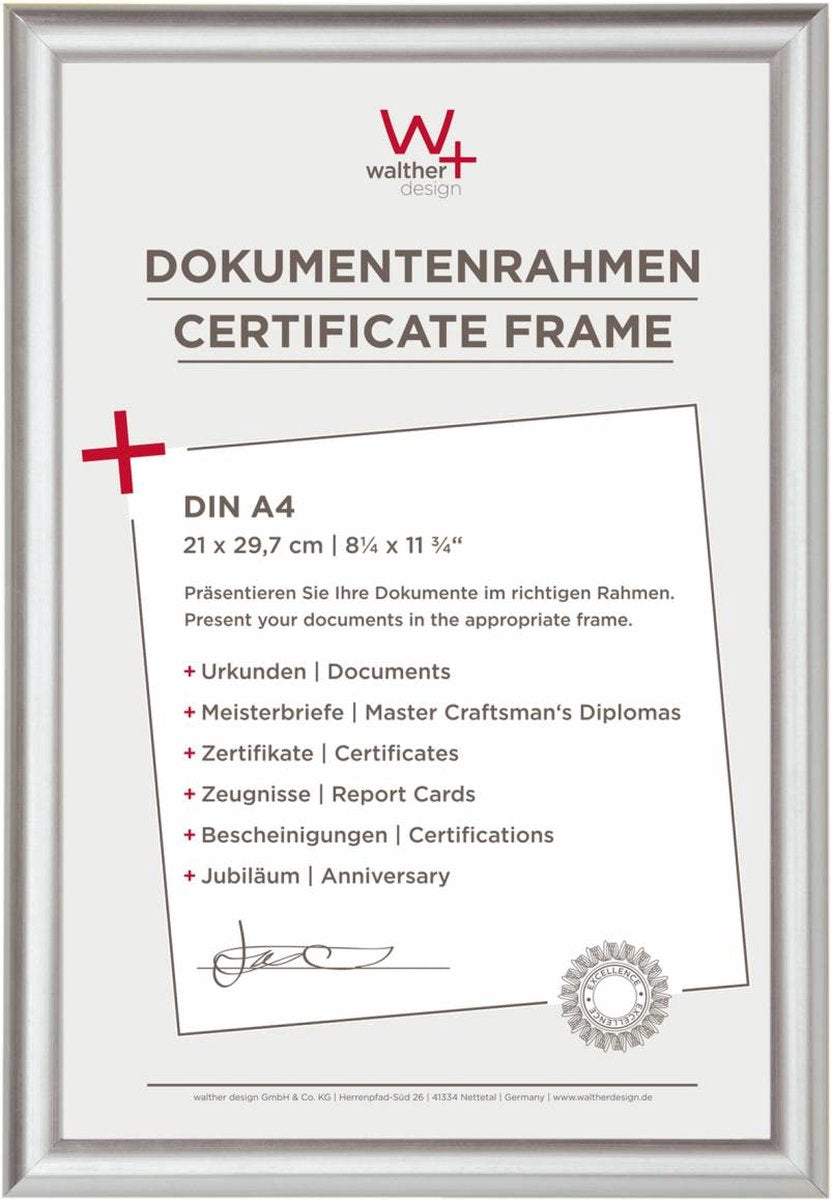Walther Trendstyle - cadre en plastique - format photo 21x29,7 cm (din A4) - argent