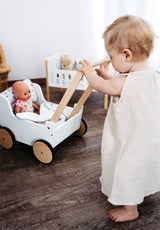 Petit pied - Roule de poupée à poussette en bois en bois petit bouton