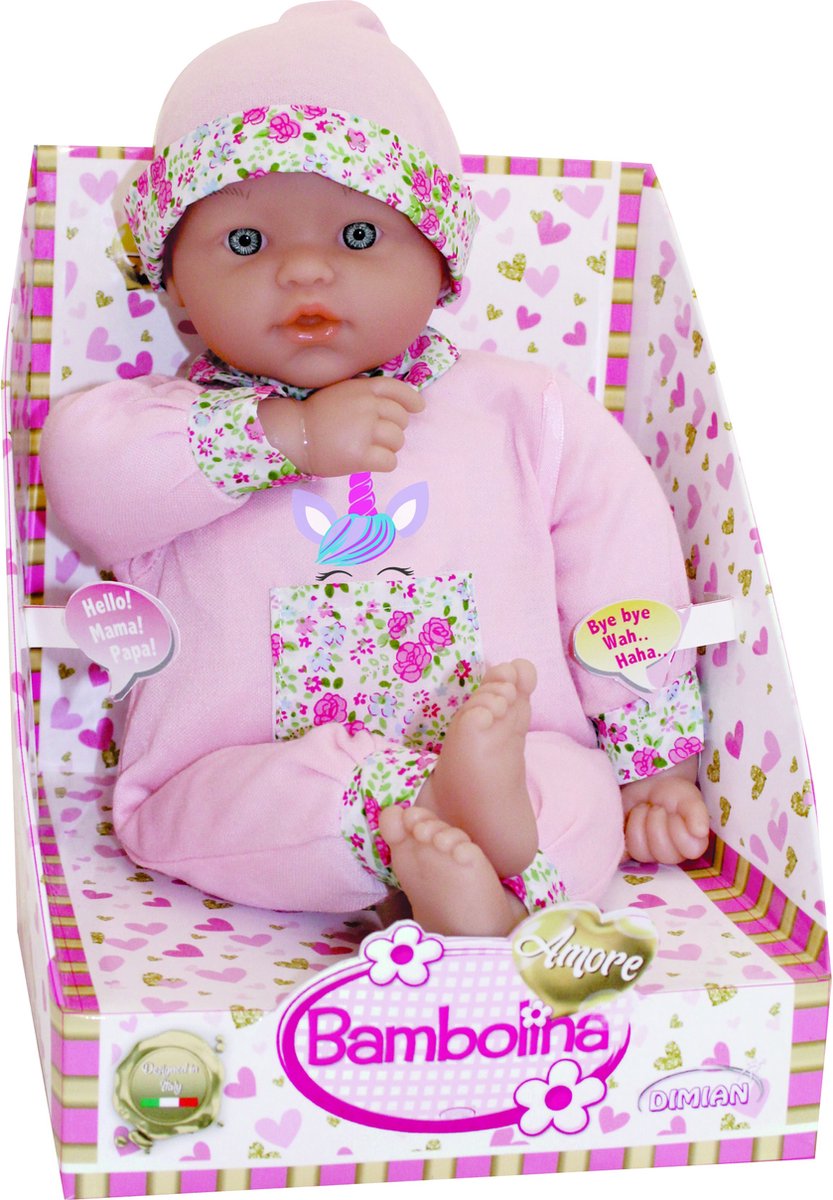 Poupée douce Dimian avec sons de bébé - amore - 38 cm.