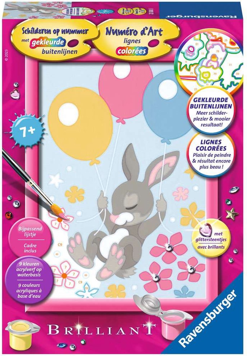 Peinture Ravensburger par numéro lapin avec pierres pailletées