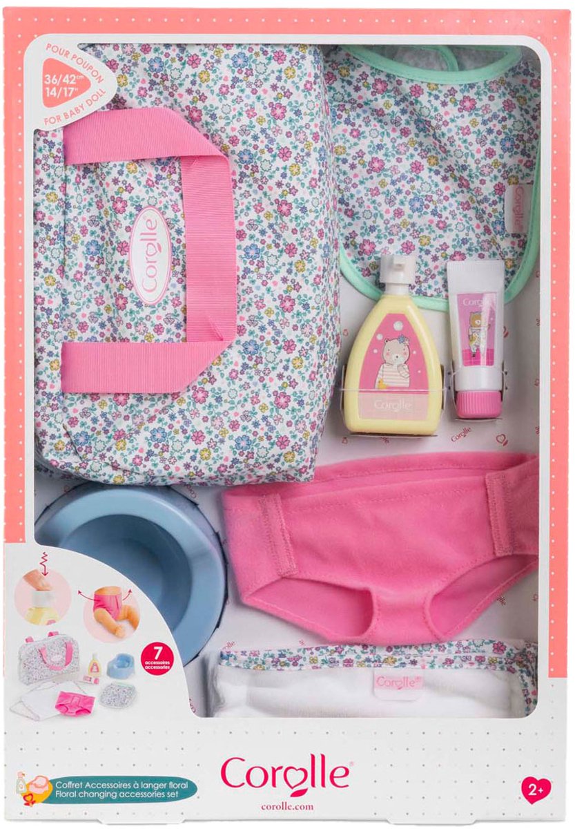 Ensemble accessoires de couches Corolle fleuri pour poupée bébé, 36cm