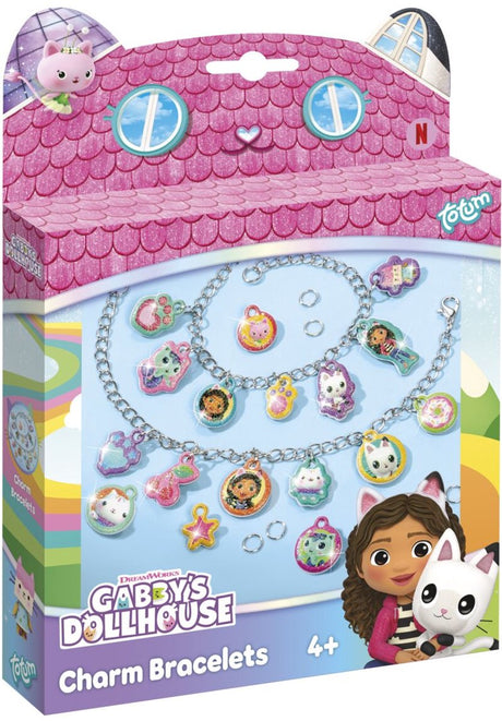 Totum Gabby's Dollhouse, fabrique 2 bracelets à breloques - Ensemble artisanal Gabby's Dollhouse, bijoux, bracelets d'amitié, cadeau artisanal pour filles à partir de 3 ans