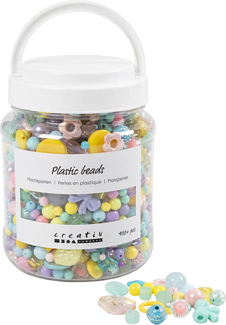 Creativ Company Perles en plastique de différentes couleurs, 700 ml