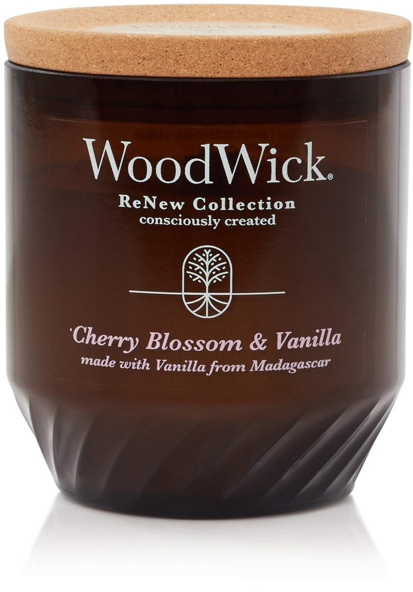 Woodwick renouveler grande bougie parfumée - fleur de cerisier vanille - 75 heures de combustion