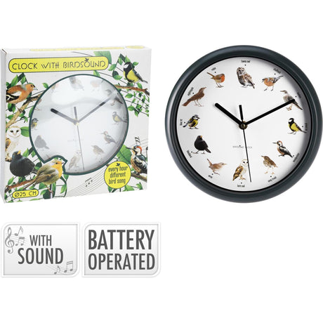 Autres marques horloge murale avec bruit d'oiseau 25 cm noir
