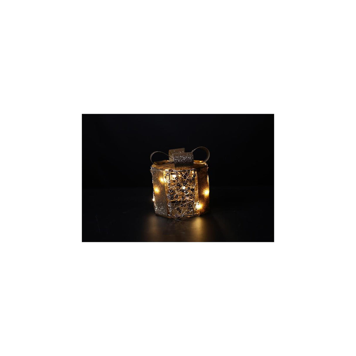 Country field countryfield kerstkado met 10 led lampjes pippa goud metaal ã˜10x11cm met timer, 2xaa