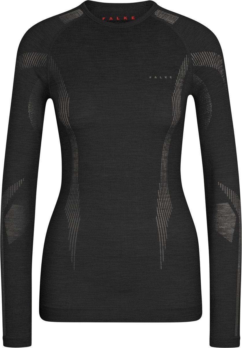 Falke Wool-Tech Longsleeve Chemise fonctionnelle à manches longues en laine à séchage rapide femme noir - taille l