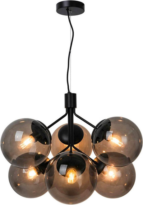 Nordlux ivona suspension-6xe27-verre fumé noir