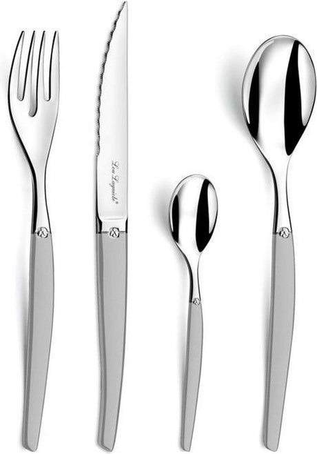 Lou laguiole - jais - set de couverts - 24 pièces - 6 personnes - mat - argenté