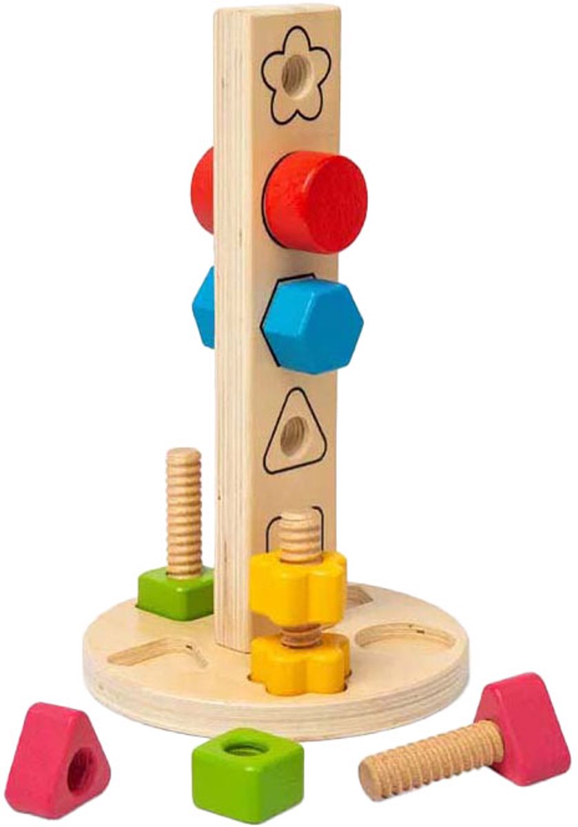 Tour à écrous et boulons en bois Bigjigs, 11 pcs.