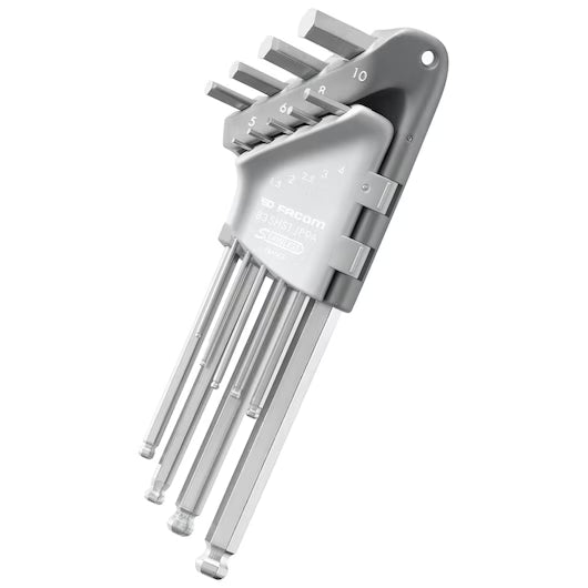 Facom jeu de 9 clés hexagonales extra longues à rotule en inox