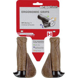 Bicycle handle with ergonomic handle 130mm, dura cork and aluminum, black brown, 34mm thickness, 235g