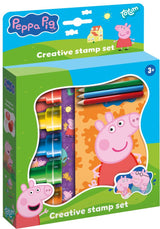 Totum peppa pig ensemble d'artisanat créatif avec tampons, crayons et autocollants-jouets éducatifs artisanat créatif junior artisanat d'estampage