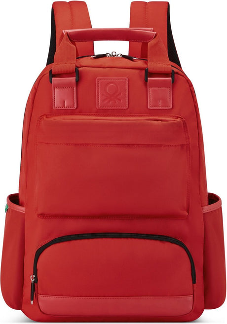 Delsey Paris x United Colors of Benetton - color block - sac à dos 15,6 pouces compartiment ordinateur - rouge