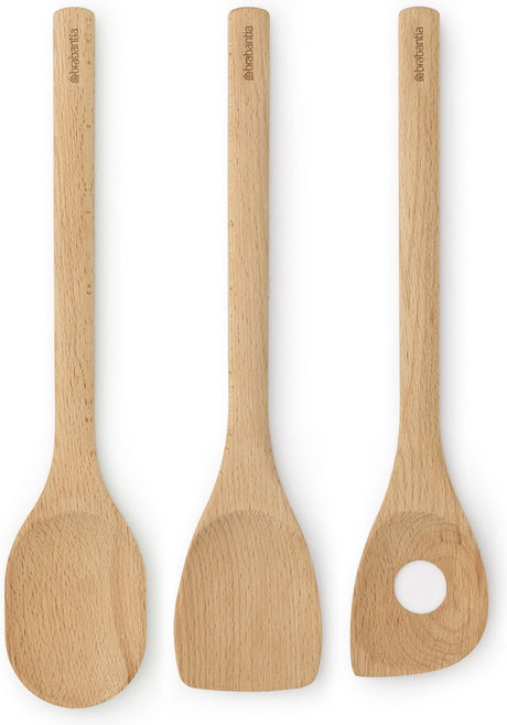 Ensemble d'ustensiles de cuisine profilé Brabantia - 3 pièces - bois de hêtre