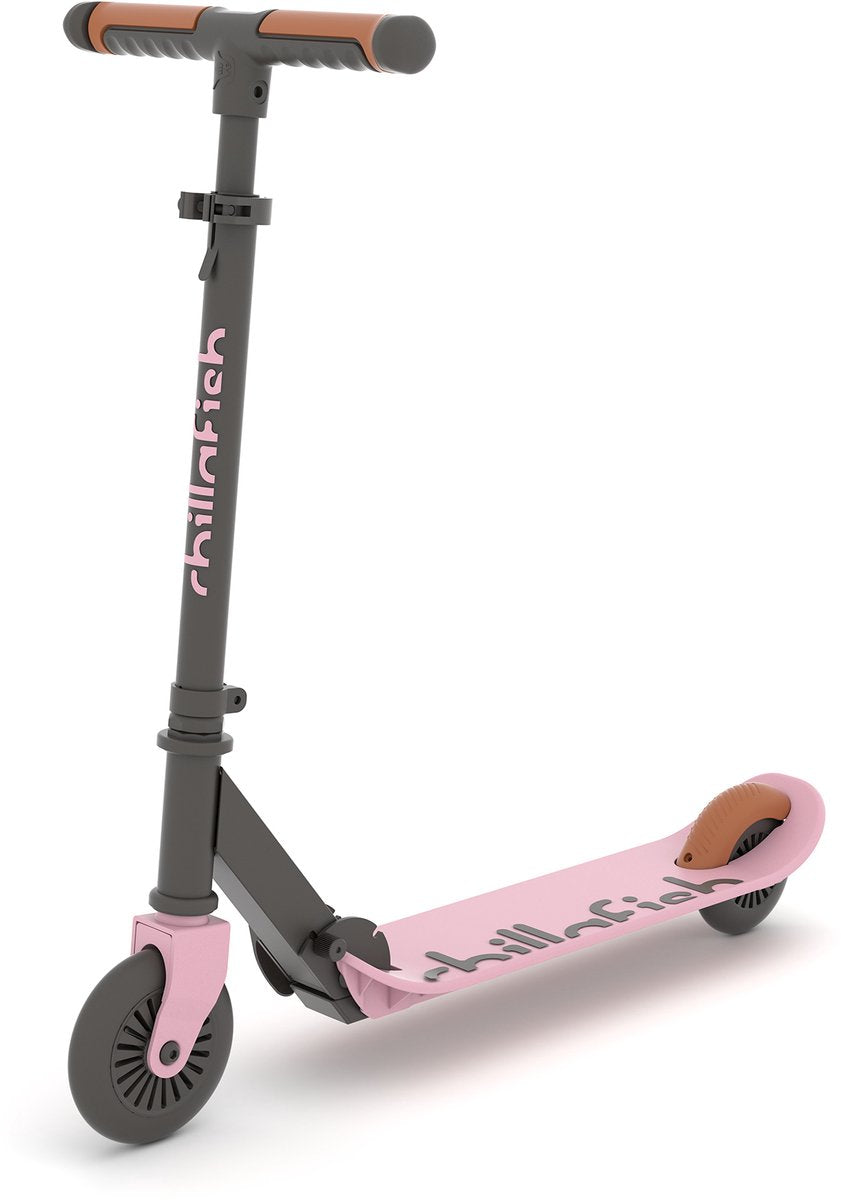 Trottinette enfant Chillafish garçon et fille à partir de 5 ans avec frein à pied - rose clair - trottinette avec guidon réglable - pliable et légère avec roues abec-5 - modèle flexxi