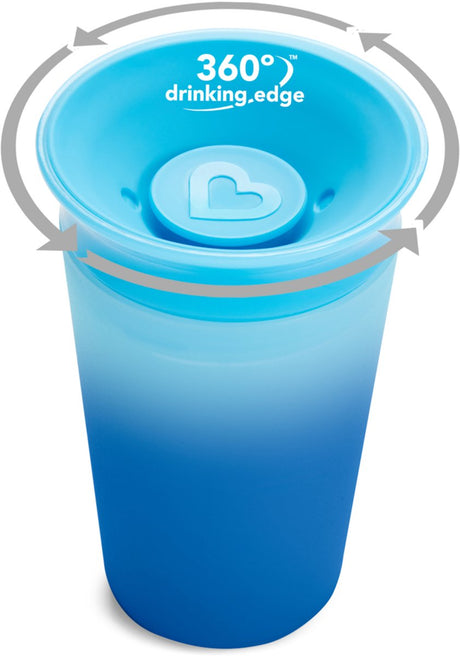 Munchkin miracle anti-fuite 360° gobelet - gobelet - changement de couleur - sensible à la chaleur - gobelet d'entraînement pour bébé et enfant - 266 ml - bleu