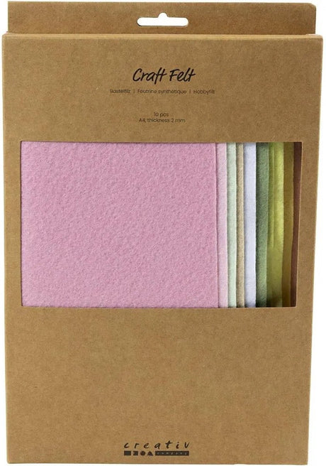 Société créative https : www.ccobby.nl hobbyfelt-a4-sheet-210x297-mm-thickness-2-mm-pastelcolours-10-sheet-1-box