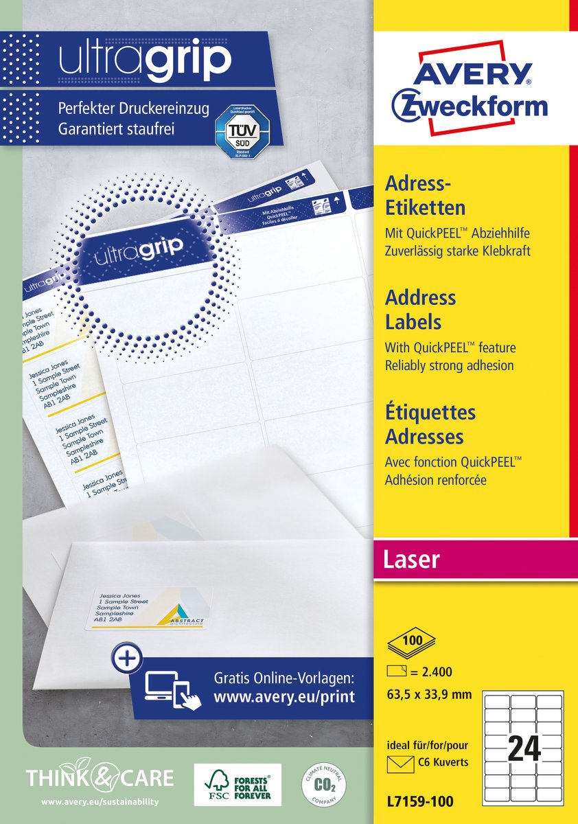 Avery -l7159-100 étiquettes laser