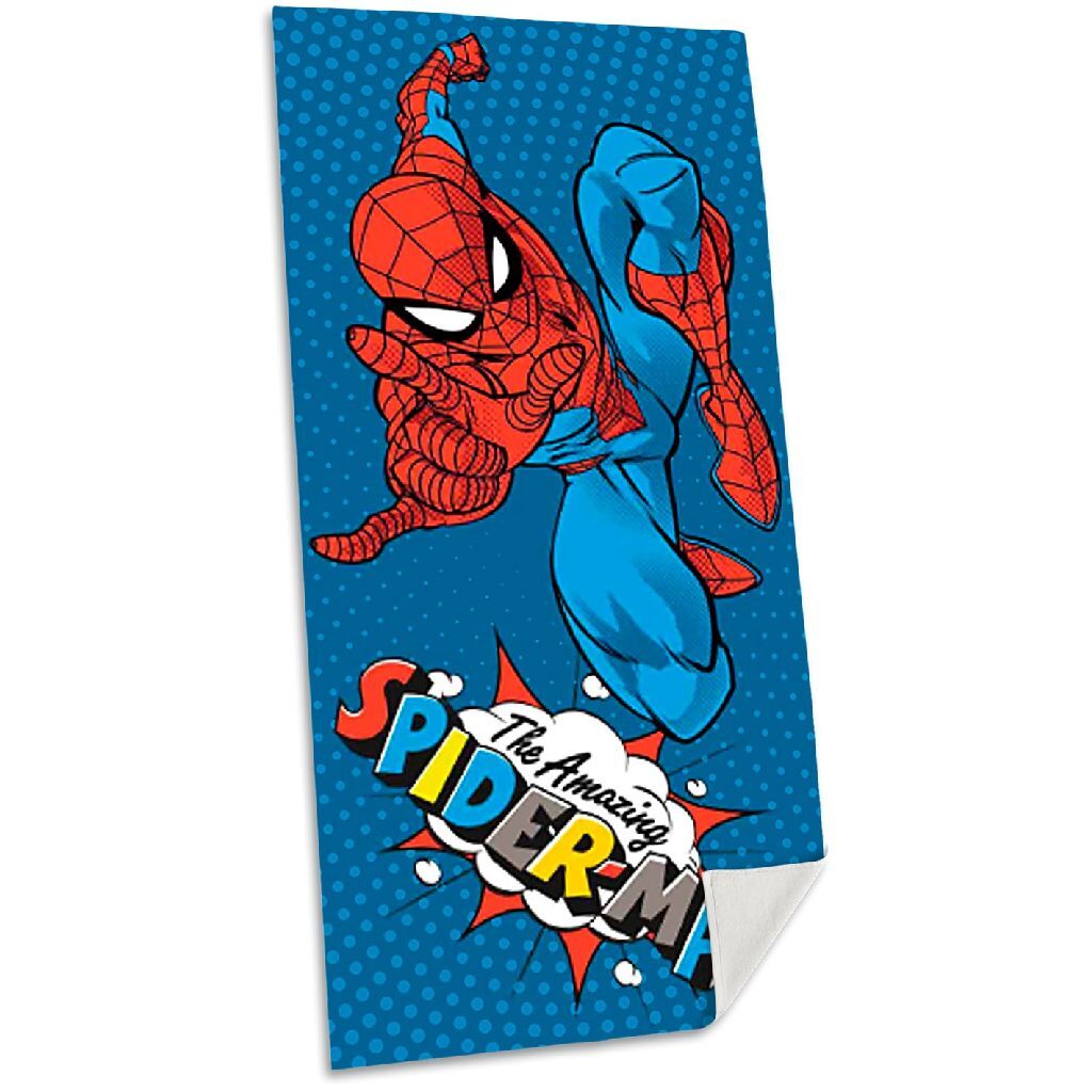 Spiderman na plaži brisača 70x140 cm modri bombaž