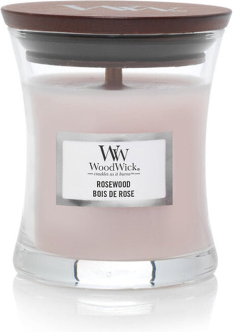 Mini bougie bougie parfumée Woodwick - bois de rose - 20 heures de combustion - 85gr - 8 cm ø 7 cm