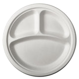 Papstar 12 assiettes canne à sucre pure 3 compartiments ø23cm
